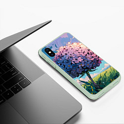 Чехол iPhone XS Max матовый Аниме цветок, цвет: 3D-салатовый — фото 2