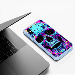 Чехол iPhone XS Max матовый Cool skull sketch - blots, цвет: 3D-голубой — фото 2