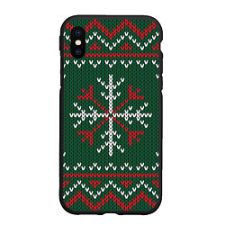 Чехол iPhone XS Max матовый Knitted Snowflake Pattern