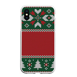 Чехол iPhone XS Max матовый Knitted Christmas Pattern