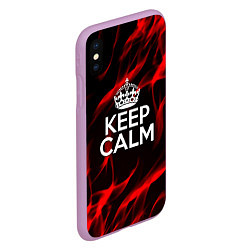 Чехол iPhone XS Max матовый Keep calm flame red, цвет: 3D-сиреневый — фото 2