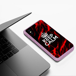 Чехол iPhone XS Max матовый Keep calm flame red, цвет: 3D-сиреневый — фото 2