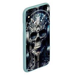 Чехол iPhone XS Max матовый Кибер череп в наушниках - нейроарт, цвет: 3D-мятный — фото 2