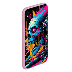 Чехол iPhone XS Max матовый Cool cyber skull - ai art, цвет: 3D-розовый — фото 2