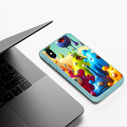 Чехол iPhone XS Max матовый Мультяшные персонажи - нейроарт, цвет: 3D-мятный — фото 2