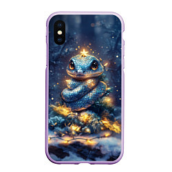 Чехол iPhone XS Max матовый Змея елочка, цвет: 3D-сиреневый