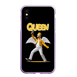 Чехол iPhone XS Max матовый Queen Гомер Симпсон, цвет: 3D-сиреневый