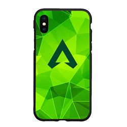 Чехол iPhone XS Max матовый Apex Legends green poly, цвет: 3D-черный