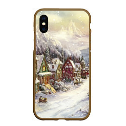 Чехол iPhone XS Max матовый Снежный новогодний город