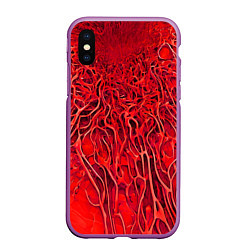 Чехол iPhone XS Max матовый Красный симбионт абстракция