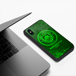 Чехол iPhone XS Max матовый Manchester City - green gradient, цвет: 3D-черный — фото 2