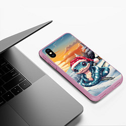 Чехол iPhone XS Max матовый Символ 2025 года - змейка, цвет: 3D-розовый — фото 2