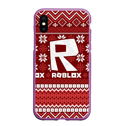 Чехол iPhone XS Max матовый Новогодний свитер ugly Roblox