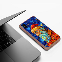 Чехол iPhone XS Max матовый Santa Claus: pop-art-brut-nouveau pointillism, цвет: 3D-коричневый — фото 2