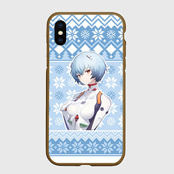 Чехол iPhone XS Max матовый Rei christmas sweater Evangelion