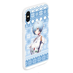 Чехол iPhone XS Max матовый Rei christmas sweater Evangelion, цвет: 3D-белый — фото 2