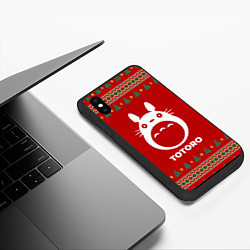 Чехол iPhone XS Max матовый Totoro new year, цвет: 3D-черный — фото 2