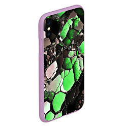 Чехол iPhone XS Max матовый Чёрно-зелёный камень, цвет: 3D-сиреневый — фото 2