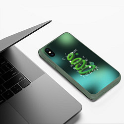 Чехол iPhone XS Max матовый Абстрактная ёлка, цвет: 3D-темно-зеленый — фото 2