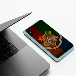 Чехол iPhone XS Max матовый Hogwarts emblem, цвет: 3D-мятный — фото 2