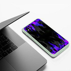 Чехол iPhone XS Max матовый Неоновый огонь и дым, цвет: 3D-салатовый — фото 2