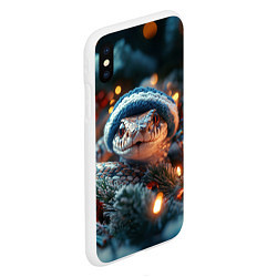 Чехол iPhone XS Max матовый Маленькая змейка в шапочке, цвет: 3D-белый — фото 2