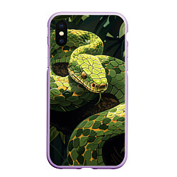 Чехол iPhone XS Max матовый Змея в траве, цвет: 3D-сиреневый