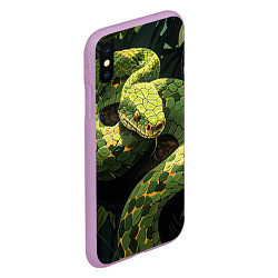 Чехол iPhone XS Max матовый Змея в траве, цвет: 3D-сиреневый — фото 2