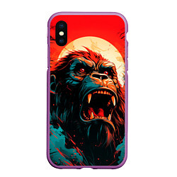 Чехол iPhone XS Max матовый King Kong roar, цвет: 3D-фиолетовый