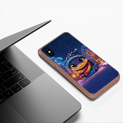 Чехол iPhone XS Max матовый Синяя новогодняя змейка, цвет: 3D-коричневый — фото 2