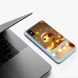 Чехол iPhone XS Max матовый Желтая праздничная змейка, цвет: 3D-голубой — фото 2