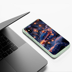 Чехол iPhone XS Max матовый Синяя змея в огоньках, цвет: 3D-салатовый — фото 2