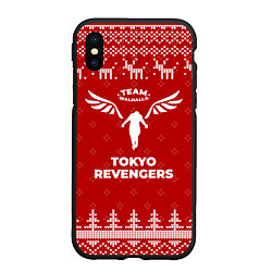 Чехол iPhone XS Max матовый Новогодний Tokyo Revengers с оленями