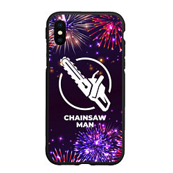 Чехол iPhone XS Max матовый Праздничный Chainsaw Man