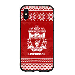 Чехол iPhone XS Max матовый Новогодний Liverpool, цвет: 3D-черный