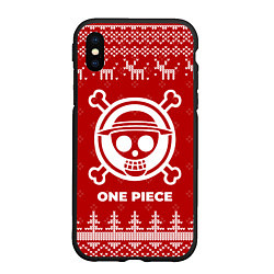 Чехол iPhone XS Max матовый Новогодний One Piece с оленями