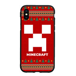 Чехол iPhone XS Max матовый Minecraft new year