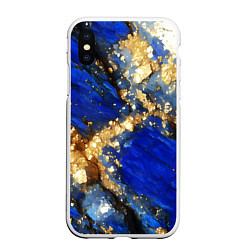 Чехол iPhone XS Max матовый Золотой минерал в синем камне