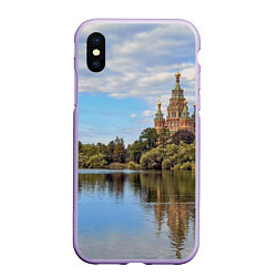 Чехол iPhone XS Max матовый Собор святых апостолов Петра и Павла в Петергофе, цвет: 3D-светло-сиреневый