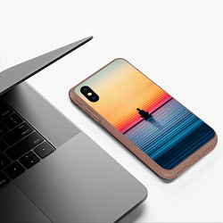 Чехол iPhone XS Max матовый Медитация на закате, цвет: 3D-коричневый — фото 2