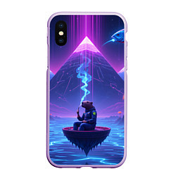 Чехол iPhone XS Max матовый Капибара в лодке, цвет: 3D-сиреневый