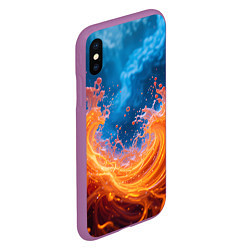 Чехол iPhone XS Max матовый Яркое пламя в воде, цвет: 3D-фиолетовый — фото 2