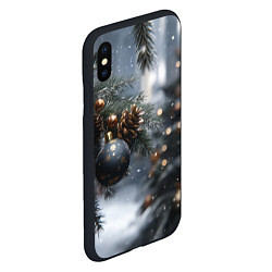 Чехол iPhone XS Max матовый Золотистые шары на ветках, цвет: 3D-черный — фото 2