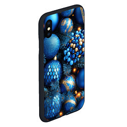 Чехол iPhone XS Max матовый Синие новогодние игрушки на елке, цвет: 3D-черный — фото 2