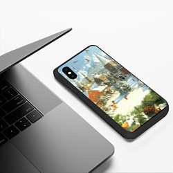 Чехол iPhone XS Max матовый Фон рождества, цвет: 3D-черный — фото 2