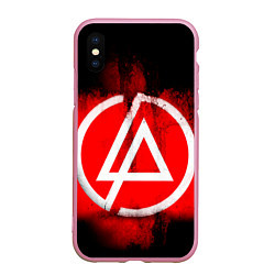 Чехол iPhone XS Max матовый Linkin Park: Red style, цвет: 3D-розовый