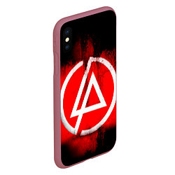Чехол iPhone XS Max матовый Linkin Park: Red style, цвет: 3D-малиновый — фото 2