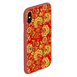 Чехол iPhone XS Max матовый Хохлома, цвет: 3D-красный — фото 2
