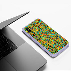 Чехол iPhone XS Max матовый Узор, цвет: 3D-светло-сиреневый — фото 2