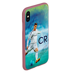 Чехол iPhone XS Max матовый CR Ronaldo, цвет: 3D-малиновый — фото 2